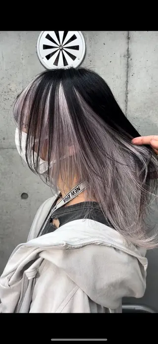 セミロング カラー ハイトーン/メンズ/ ウルフ特化 小松のヘアスタイル