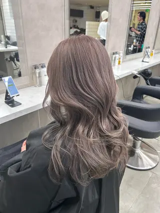 ロング カラー パーマ ヘアアレンジ メンズ キッズ ブリーチなしカラー/ ブラウン/レイヤーのヘアスタイル