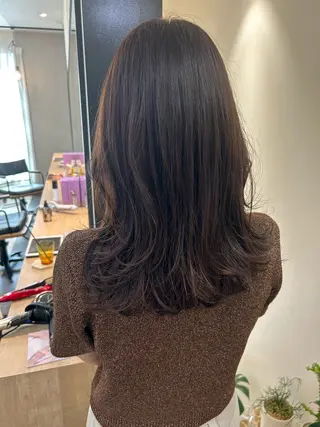 セミロング カラー hub hair レイヤー/透明感のヘアスタイル