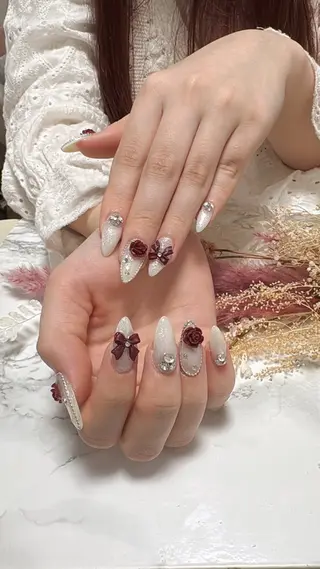 ネイル はな💎ネイル ワンホン、長さ出しのネイルデザイン