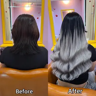 ロング シール＋ちび編み込み エクステ梅田🐨のヘアスタイル