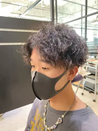 ショート パーマ メンズ salowin梅田茶屋町suite所属・ハイトーンヘア/ 島崎　タクミのヘアスタイル