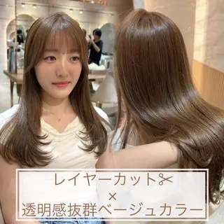 ロング ハッシュカット/韓国 レイヤー/カハナのヘアスタイル