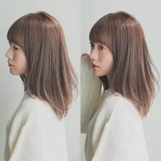ミディアム カラー Le'a銀座所属・前髪/顔周り /レイヤー/秋山 元のヘアスタイル
