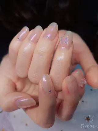 ミディアム ネイル フィルイン、長さ出し 深爪矯正のネイルデザイン