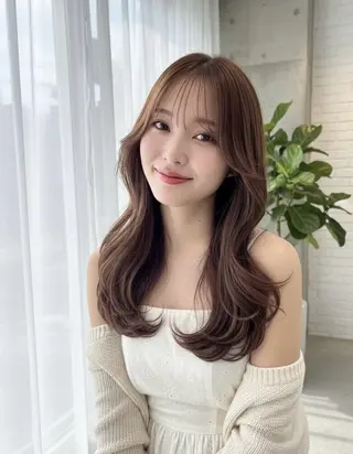 ロング カラー 赤み消し韓国ヘア レイヤー縮毛🤍渡邉のヘアスタイル