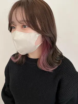 ミディアム カラー ヘアアレンジ 韓国×巻ける髪質改善 💍maki💍のヘアスタイル