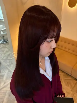 ミディアム カラー ミルクティ/ピンク/ レイヤー/yuriaのヘアスタイル