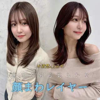 セミロング カラー レイヤー×顔周 り×髪質改善/MIUのヘアスタイル