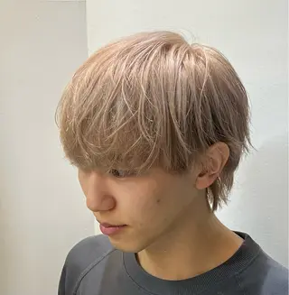 カラー メンズ ダブルカラー寒色系 ボリューム改善ハヤトのヘアスタイル