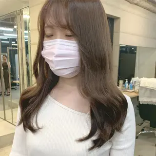 ミディアム カラー 透明感/オリーブ/ グレージュ/YUKAのヘアスタイル