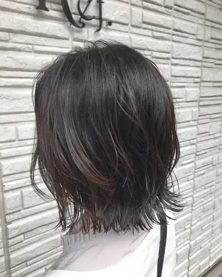 ミディアム 暖色カラー🍊 ボブ🌿顔周りcutのヘアスタイル