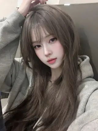 ロング カラー 透明感カラー グレージュ/あいのヘアスタイル