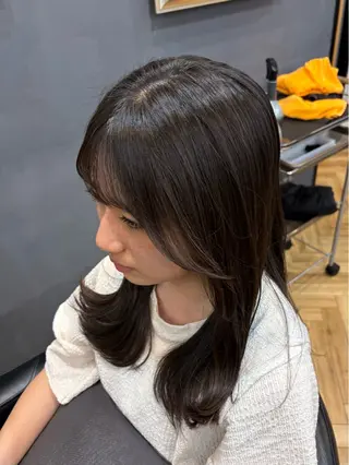 セミロング 鎌取/透明感カラー /ボブ/顔まわりのヘアスタイル