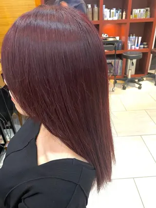 セミロング カラー ヘアアレンジ 🎈ブリーチなし暖色 カラー/レッド/ゆいのヘアスタイル