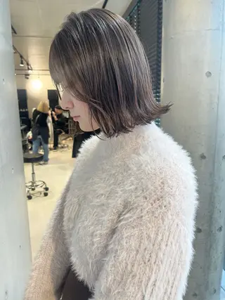 セミロング カラー パーマ ヘアアレンジ 透明感/オリーブ/ グレージュ/YUKAのヘアスタイル