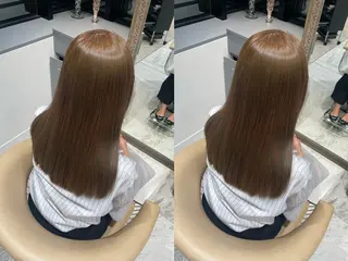 ロング カラー ゆらんちょ/ブリーチ 無w/縮毛矯正/暖色のヘアスタイル