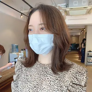 ミディアム カラー 透明感/オリーブ/ グレージュ/YUKAのヘアスタイル