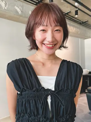 ショート カラー パーマ 🫧小顔×似合わせ× 透明感カラー🫧のヘアスタイル