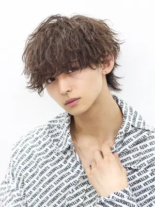 ミディアム カラー パーマ メンズ シースルーマッシュ/ メンズ/KYOHEIのヘアスタイル