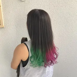 ロング カラー インナーカラー/天神 ブリーチ/吉田のヘアスタイル
