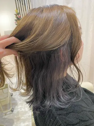 セミロング カラー ヘアアレンジ Design Color🐰アユミのヘアスタイル
