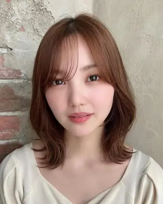 ミディアム カラー 🧡くびれヘア/前髪 顔周り🧡久原結衣のヘアスタイル