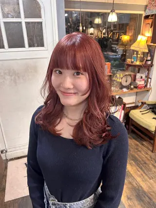 ミディアム カラー 清水千優/パーマ/透 明感カラー/メンズのヘアスタイル