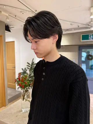 ミディアム パーマ メンズ メンズカット 田形清流のヘアスタイル