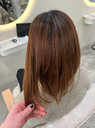 ミディアム カラー tomu/大名/艶髪 髪質改善/透明感のヘアスタイル