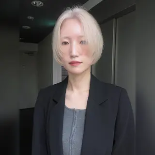 ミディアム カラー 抜け感ハイトーン / ケアブリーチ/ユウキのヘアスタイル