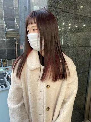 ロング カラー オリーブ/アッシュ やわらか透明感カラーのヘアスタイル