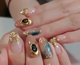 セミロング ネイル 長さ出し専門 nynaのネイルデザイン