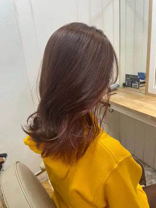 セミロング カラー 縮毛矯正×髪質改善 カラー×クロスパーマのヘアスタイル