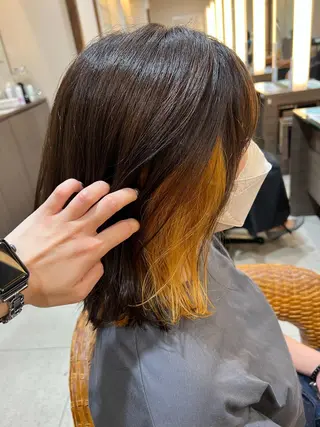 ミディアム カラー ブリーチカラー💛 石川慧南のヘアスタイル