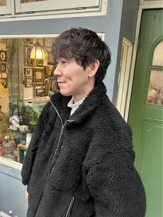 ショート パーマ メンズ 清水千優/パーマ/透 明感カラー/メンズのヘアスタイル