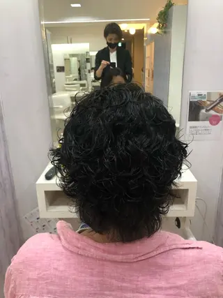 ショート パーマ メンズ 髪質改善× ハイライト溝江のヘアスタイル
