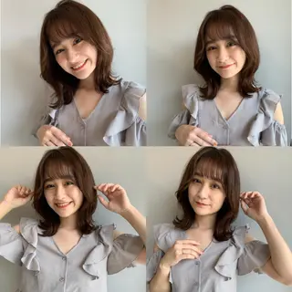 ミディアム カラー 透明感/オリーブ/ グレージュ/YUKAのヘアスタイル