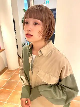 ショート カラー ボブ/レイヤー/ケア パーマ/リュウタのヘアスタイル