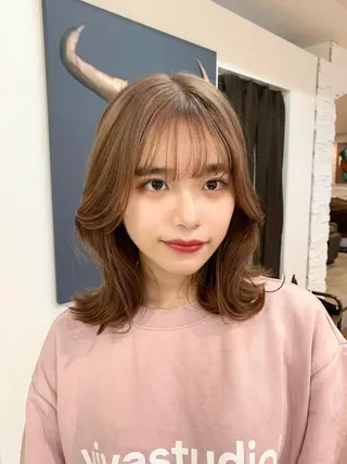 ミディアム カラー 【韓国風くびれヘア】 joule小木曽輝のヘアスタイル