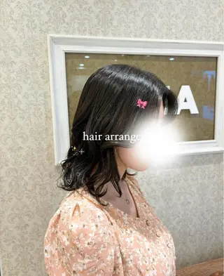 ミディアム ブリーチなしカラー/ 暖色カラー/艶カラーのヘアスタイル