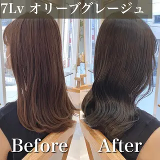 セミロング カラー ブリーチなし✨艶髪 カラー𓃲YAGIのヘアスタイル