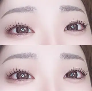 マツエク・マツパ hiyori /透明 感ピンク/ラベンダーのマツエク・マツパデザイン