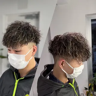 カラー パーマ メンズ R/🤎 パーマ&ブリーチ🔥のヘアスタイル