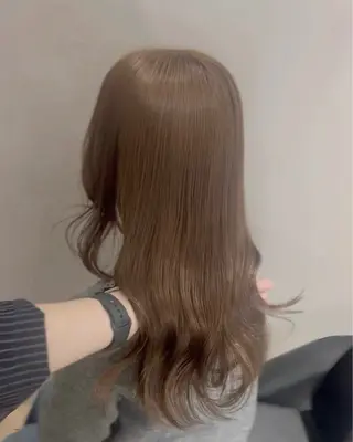 セミロング カラー パーマ ブリーチなし/ ベージュ/akiraのヘアスタイル