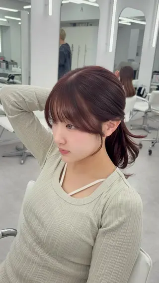 セミロング カラー 韓国ヘア/レイヤー/ 顔まわり足立遥奈のヘアスタイル
