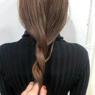 ロング カラー ブリーチなしで透け感 暖色カラーボブaoiのヘアスタイル