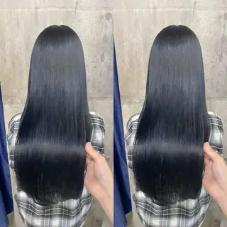 ミディアム カラーと髪質改善の ウタのヘアスタイル