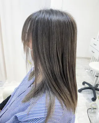 ロング カラー ブリーチなしWカラー /酸性ストレート河本のヘアスタイル