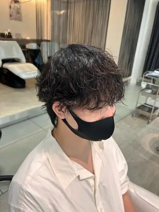 ミディアム パーマ メンズ 柳澤 和也のヘアスタイル